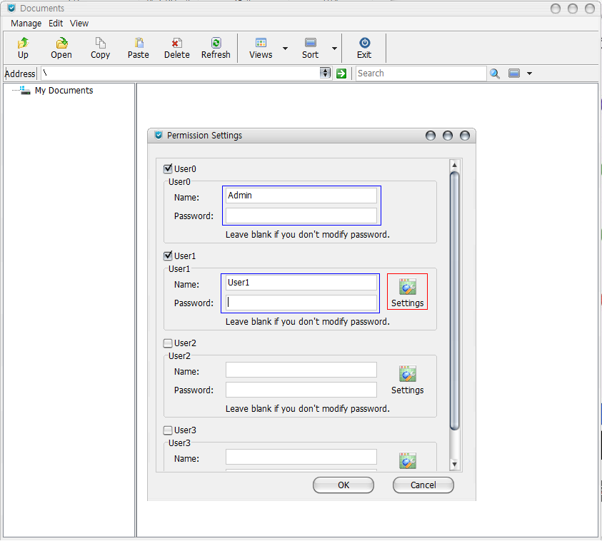 User Password Setting
